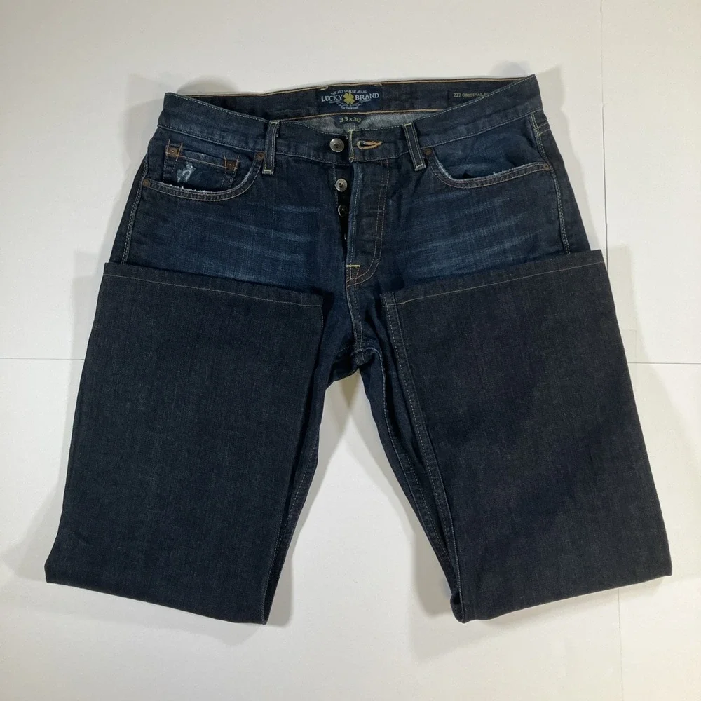 Lucky‎ Brand 227 Jeans Mens 33x30 Original Boot Dark Wash Button Fly 33x28